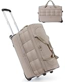 BAGSMART 40L Rolling Duffle Bag with Wheels and Handle, TSA Carry On Bags for Travel with Shoe Compartment, Camel