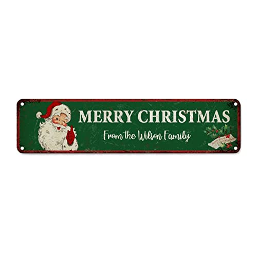 Panneau en métal de qualité Noël vintage avec inscription Merry Christmas