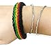 Handmade Black Cord Bracelet with Rasta Colors, Woven Style (Adjustable)