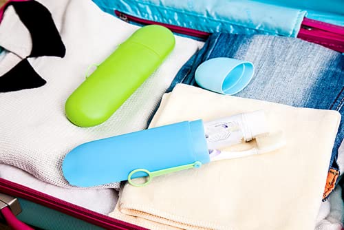 Cafurty 2 Pcs Toothbrush Toothpaste Travel Container Cases, Toothbrush Case Storage Box Holder With Hanger, Portable Spoon Fork Storage Case For Travel, Family, Camping #TOP1