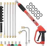 Lance de Nettoyage Haute Pression 5000 PSI, Pistolet avec 6 Extensions et 2 Tiges Courbes,...