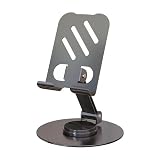 Cell Phone Stand for Desk – [360° Rotation] Sturdy Adjustable Desktop Phone Holder, Foldable Mobile Stand, Office Desk Accessories(Space Gray)