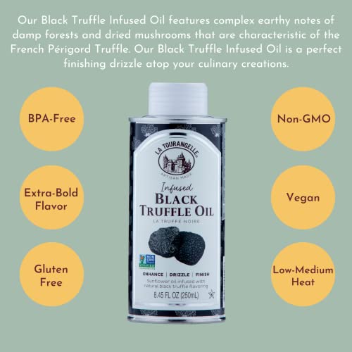 La Tourangelle, Black Truffle Oil, Complex Gourmet Earthy Flavor For Drizzling Over Pasta, Popcorn, Vegetables, Potatoes, Soup And More, 8.45 Fl Oz #TOP3