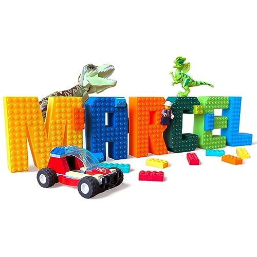 KAJAWIS Lettres 3D debout compatibles avec les briques Lego, autocollants muraux, décorations pour enfants, 1 pièce, âge 36