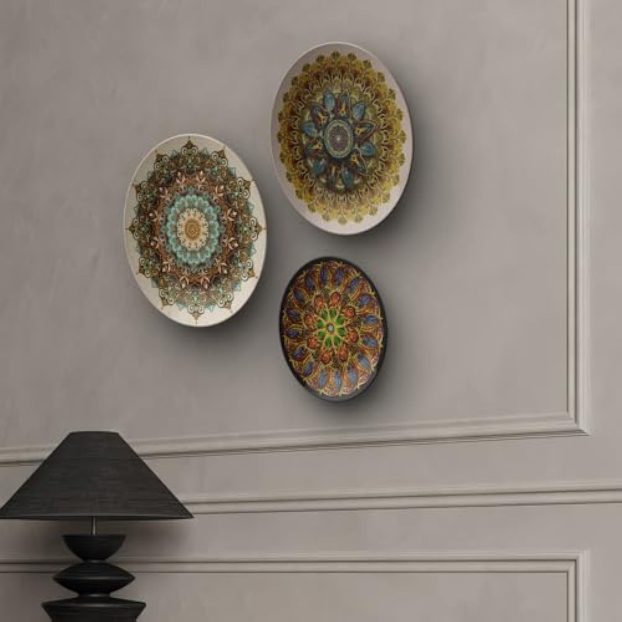 Mandala Decorative Wall Plates Set of 3, Bohemian Ethnic Art