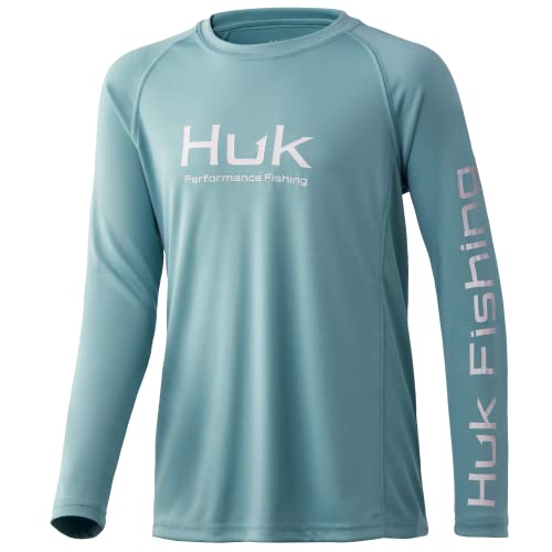 HUK Pursuit Standard - Camisa de pesca de manga larga con protección solar para niños, color azul porcelana, talla S