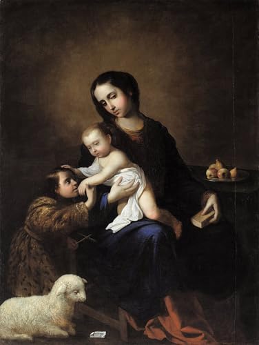 Peinture sur toile La Vierge et l'Enfant Zurbaran tableau de décoration chambre 60x90