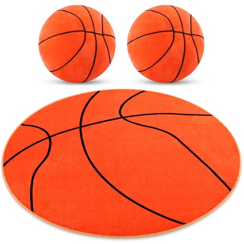 Tapete y Almohadas de Baloncesto de Peluche para Decoración de Habitación miniatura 1