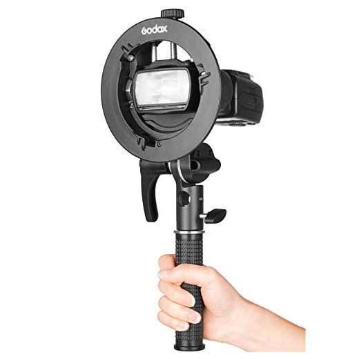 GODOX S2 Speedlite Bracket Bowens Mount Holder + Cold Shoe Flash Mount for Godox V1 Series, AD200Pro, AD200, AD400Pro, V860II Series, TT350 TT685 TT600 Series Flash