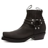  GRINDERS New Renegade Low Herren Braun Leder Biker Stiefel Motorradfahrer Westernstiefel Unisex (EU 46)
