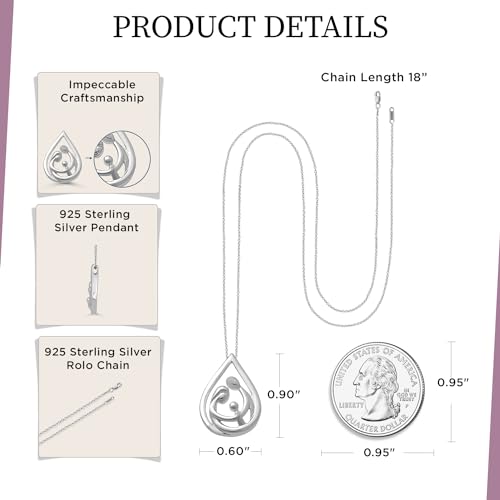 Jewelili Parent and Child Family Necklace Pendant in Sterling Silver or Rose or Yellow Gold over Silver 18" Cable Chain3