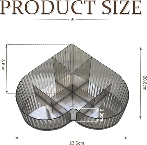 Image of House of Quirk Heart Shape Cosmetic Storage Tray - Makeup Organizer for Lipstick, Perfume & Skincare, Large Capacity Dressing Table Makeup Holder, Vanity Organizer Tray (Grey)