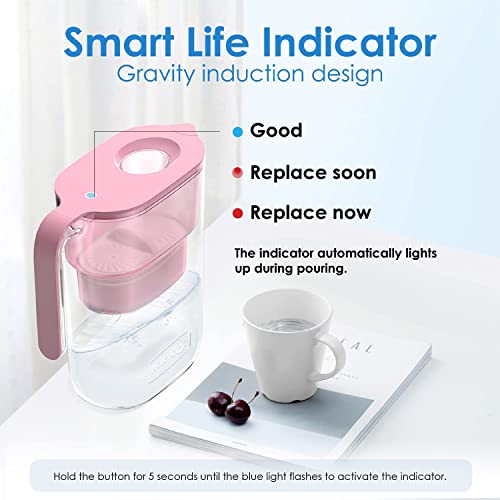 Waterdrop 200-Gallon Long-Life Elfin 5-Cup Water Filter Pitcher With 2 Filters, Nsf Certified, 5X Times Lifetime, Reduces Fluoride, Chlorine And More, Bpa Free, Pink #TOP5