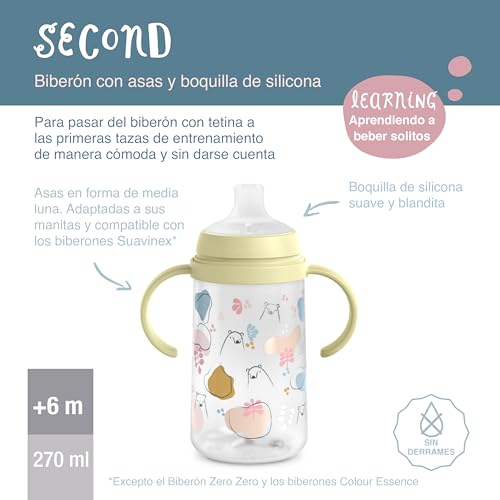Miniatura 4 de Suavinex, Vaso Aprendizaje Bebé Con Boquilla De Silicona Y Asas, Biberón Con Asas, Con Sistema Anticólico, Tapa Protectora, Vaso Antiderrame, 270 Ml, Bébés 6 Meses, Apto Lavavajillas, Bears Verde