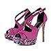 onlymakerheels Platform Stiletto High Heels for Women, Round Open Toe Ankle Strap Sexy Heeled Sandals Purple Size9