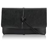 Bagerly Unisex PU Leather Envelope Sleeve Handheld Clutch Purse (Black)