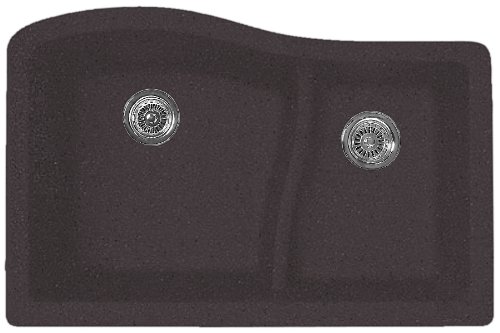 Swanstone Qu03322Ls.077 Granite Undermount Double-Bowl Kitchen Sink, 32-In L X 21-In H X 10-In H, Nero #TOP16