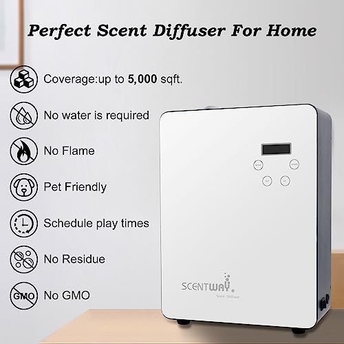 Scentway 2023 New Smart Essential Oil Nebulizing Diffuser For Home Or Commercial 500Ml Hvac Scent Diffuser 丨Capable Silent丨Waterless Air Freshener Spray For Large Room, Hotel,Office, Shopping Malls #TOP2