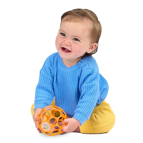 Image of Bright Starts Oball Rattle Ball, Easy-Grasp Infant Rattle with Finger Holes, Orange, 0-36 Months