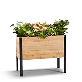 EARTH ELEVATED 100% Canadian Cedar Wood Elevated Garden Bed for Gardening - Planter Pot to Grow Herbs Flowers, and Vegetables at Home Indoor and Outdoor Patio Balcony Deck - 18β x 36β x 30β