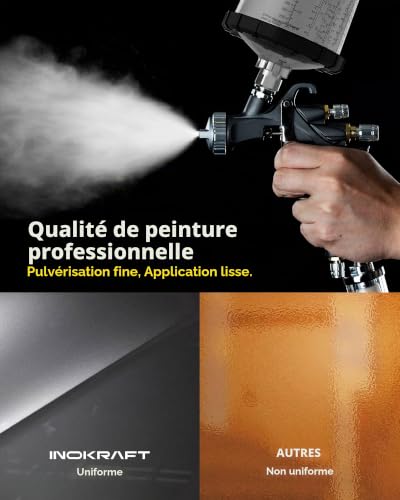 InoKraft D1 LVLP Pistolet pulvérisateur à air comprimé de qualité supérieure avec gobelets de peinture jetables de 650 ml, facile à utiliser, pistolet à peinture pour voitures et maisons, buses de 1,3 – vue 3