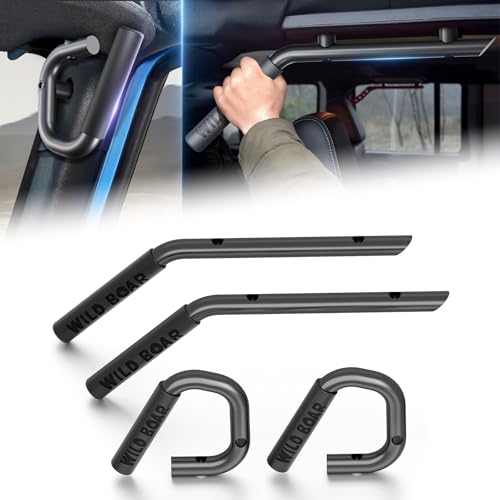 YZONA Haltegriff-Set vorne und hinten, kompatibel mit Jeep Wrangler JK JKU Rubicon Sport Sahara, Aluminiumlegierung, Haltegriff, Überrollbügel, Assist Grips, Schwarz