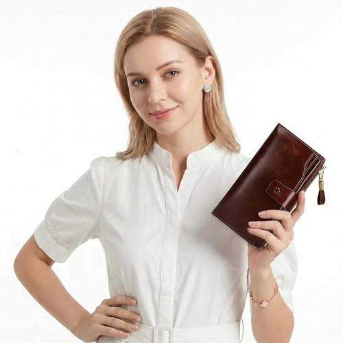 Image of YALUXE Women's Real Leather Wallet RFID Protect 21 Card Slots Phone Pocket