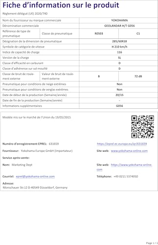 Yokohama Geolandar H/T-S (G056) M+S - 285/60R18 116H - Pneumatico Estivo - 3