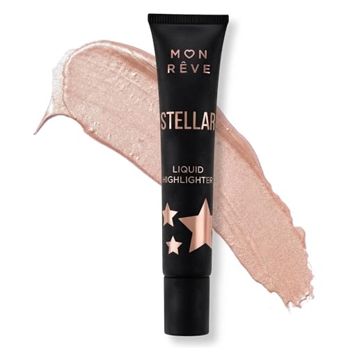 Mon Reve Stellar Liquid Highlighter Makeup, Dewy Liquid Highlighter for Face w Micro-Pearls, Lightweight & Radiant Glow Illuminator Makeup for Natural Luminous Skin Clean Beauty Made in Greece (04)