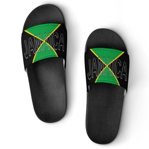 Jamaican Flag House Slippers for Women Men Lightweight Open-toe Slide Shoes for Bathroom Swimming Beach