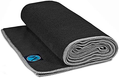 Youphoria 24-Inch-by-72-Inch Microfiber Yoga Towel, Black Towel/Gray Stitching