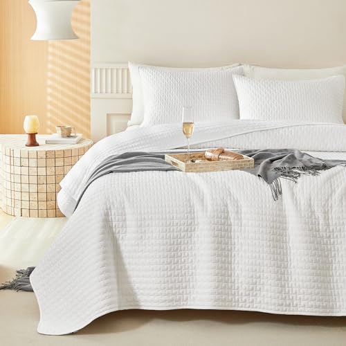 Warmdern White Quilt Set Queen Size cover