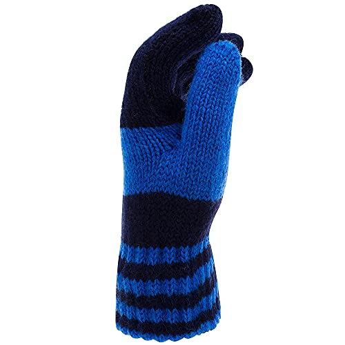 Luva Infantil Quente A Prova De Frio Listrados Cashmere Artificial (Azul)