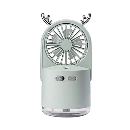 USB Silent Mini ventilador con humidificador, ventilador pequeño plegable de escritorio, ventilador portátil recargable, ventilador de viento/humidificación fuerte y hidratación (color: verde A)