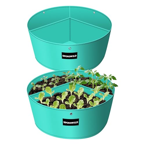 SPONDWILD 2 Pack 10 Gallon 3 Compartment Grow Bag, Vegetable Growing Bag Thickened PE Garden Pots with Drainage Holes, Branch-Binding Holes, Reusable Plant Bag for Vegetables,Flowers