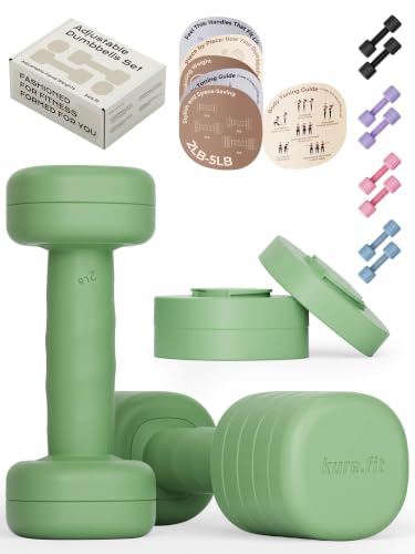 Image of One-Twist Adjustable Dumbbell Set | 2LB 3LB 4LB 5LB Hand Weights for Women