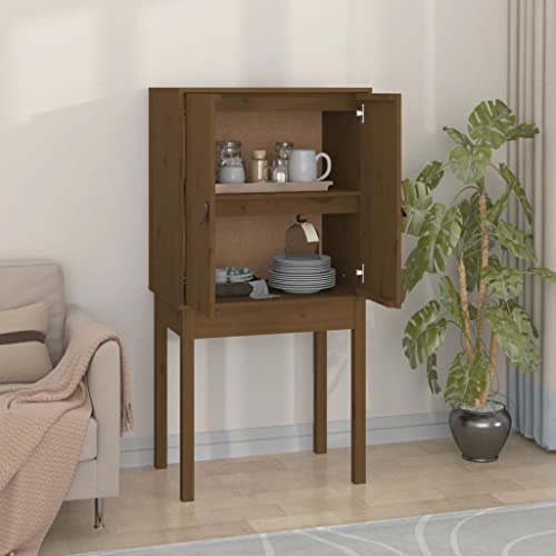 Aparador con 2 puertas de madera de pino, armario multiusos rústico de 60 cm de ancho 3