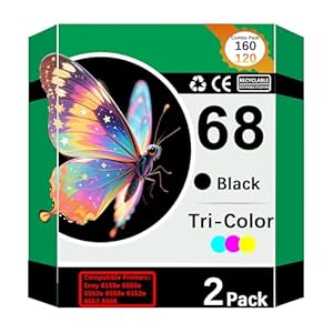 68 cartuchos de tinta de repuesto para 68 cartuchos de tinta, negro y paquete combinado de color para impresoras Envy 6155e, 6555e, 6552e, 6558e, 6152e, 6552,6558,6152 e (1 negro, 1 tricolor)