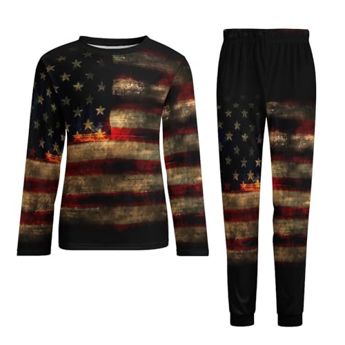 Zakqeik Mens Novelty Pajama Sets Guyana Flag Long Sleeve Sleepwear And Long Pants 2-Piece Lounge Set2