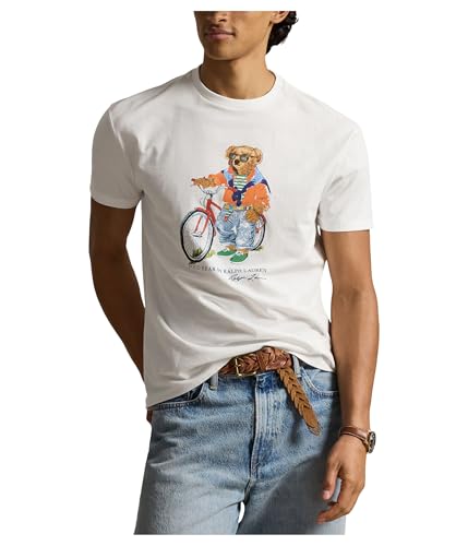 Image of Polo Ralph Lauren Men's Classic Fit Polo Bear Jersey T-Shirt, White/Summer Bear, Large