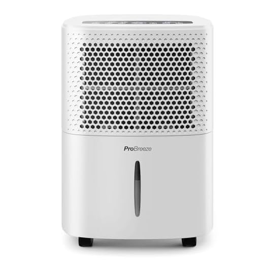 Pro Breeze Luftentfeuchter 12L in 24h Entfeuchtungsleistung - Raumgröße ca. 120m³ (~20 m²) - mit 3 Betriebsarten, Digitalanzeige, Ablaufschlauch, Timer - Gegen Feuchtigkeit, Schimmel