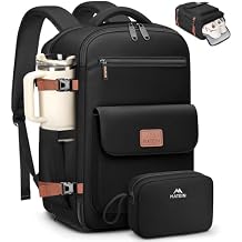 MATEIN Personal Item Backpack 18x14x8 for Frontier, Underseat Travel Backpack with Water Bottle Holder Fit 15.6" Laptops, TSA Approved Luggage Bag with Shoe Compartment for Airlines, 2 Pcs Set