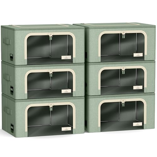 Sorbus Storage Bins with Metal Frame - Stackable & Foldable Clothes Organizer Bags - Oxford Fabric Storage Containers with Large Clear Window & Carry Handles, Bedroom Organization for Bedding & Linen by SORBUS - Image 7
