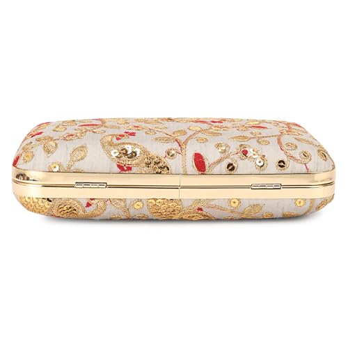 Image of LONGING TO BUY Hand Crafted Designer Box Clutch - Zari Embroidery For Women