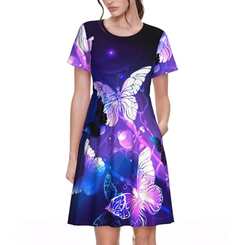 Robe d'été à manches courtes avec poches pour un confort quotidien