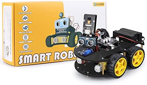 ELEGOO Smart Robot Car Kit V4.0 Compatible with Arduino IDE with UNO R3 Board, Line Tracking Module, Ultrasonic Sensor, IR Module, Intelligent & Educational Toy Car Robotic Kit for Kid Teen Adult