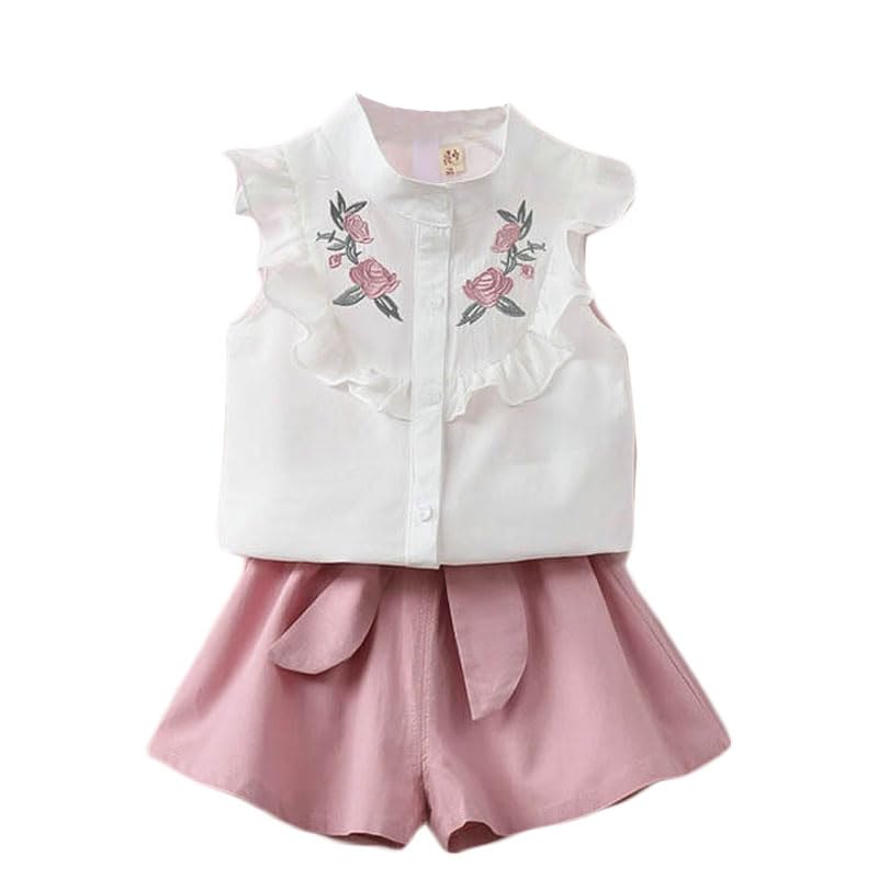 Bold N Elegant Floral Embroidered Cotton Sleeveless Ruffle Top and Shorts Clothing Set for Infant Toddler Baby Girl - Review, Price and Buying Guide