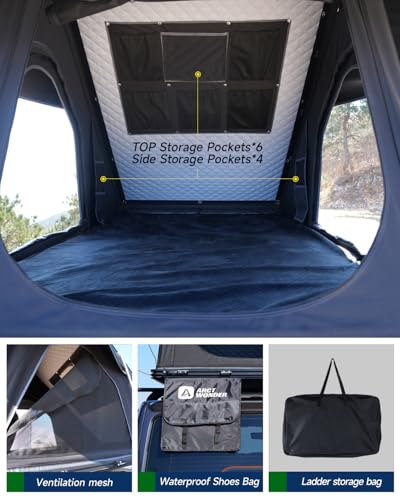 Rooftop Tent Hard Shell, Arctwonder Roof Top Tent Hardshell for SUV Van Jeep Truck car Tent, Aluminum Alloy Rooftop Tent for Pop Up Roof Top Tent Camping, Overland Tent Camping for 2-3 Person - Thumbnail 5