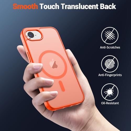 Image of SUPFINE Magnetic for iPhone 17e Case /iPhone 16e Case (Compatible with MagSafe)(Military Grade Drop Protection) Slim Translucent Matte Shockproof with Anti-Fingerprint Phone Case,Orange