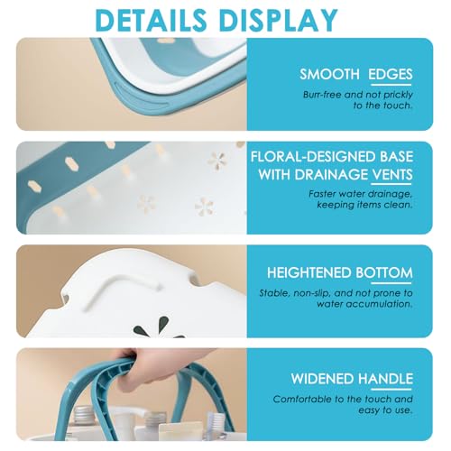 Fammart Portable Shower Caddy Tote – Collapsible Plastic Basket with Handles, Foldable Storage Organizer for Bathroom, Kitchen, College Dorm, Gym, Travel & Camping, Blue - Image 5